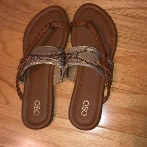 Brown Snakeskin Sandals